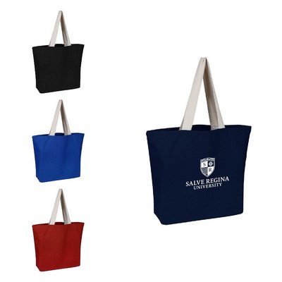 Colored Beach Bag w/Natural Handles